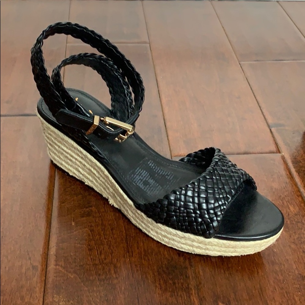 VERO CUOIO Black Woven Leather Espadrilles